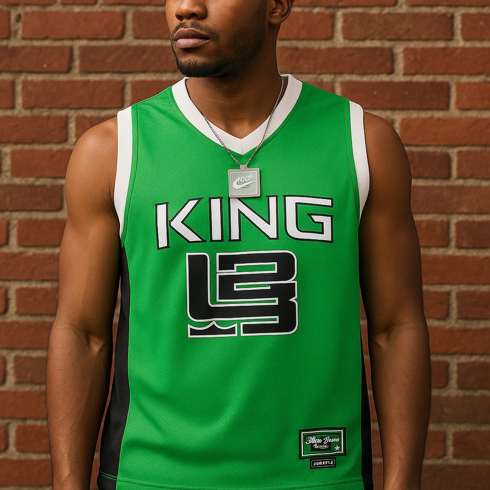 Nike Air Lebron King James Team Jersey Shirt Green Mens Size L Length +4 NBA